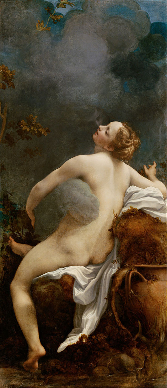 Antonio da Correggio: Jupiter and Io (c. 1532–1533); Oil on canvas; 163.5 cm × 70.5 cm (64.4 in × 27.8 in); Kunsthistorisches Museum