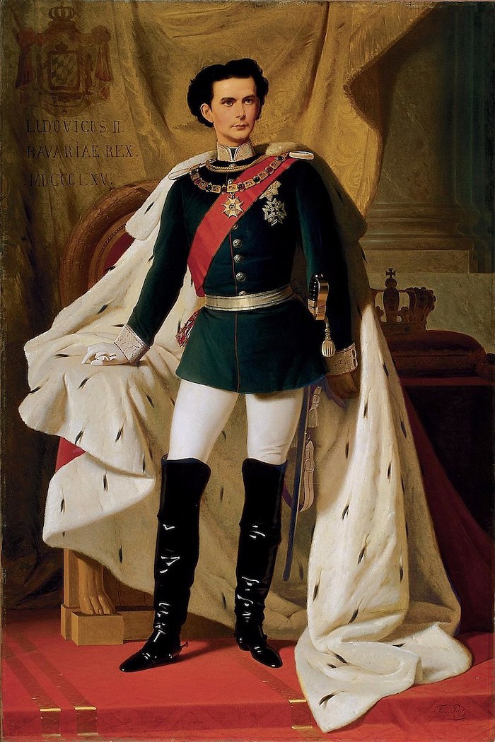 Portrait of Ludwig II of Bavaria in generals' uniform and coronation robe about the time when he first met Wagner, by Ferdinand von Piloty, 1865 (Bayerische Staatsgemaldesammlungen, Munich)