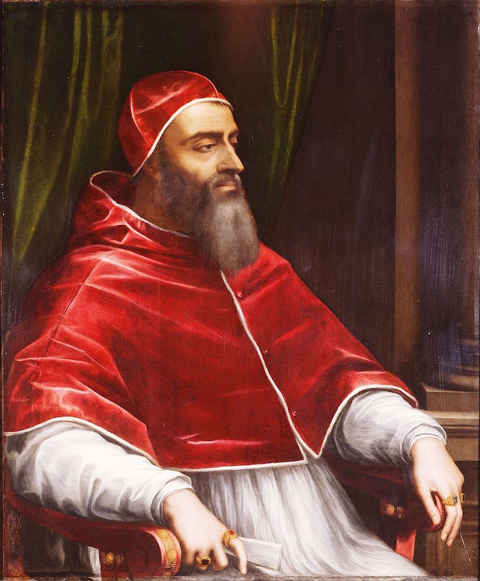 Sebastiano del Piombo: Pope Clement VII (about 1531). Oil on slate, 1,054 mm (41.5 in) x 876 mm (34.49 in); Getty Center