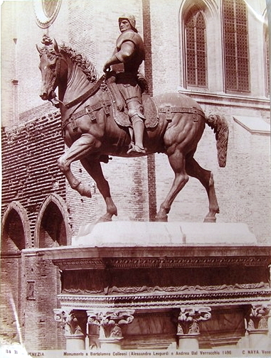Statue of Bartolomeo Colleoni by Verrocchio, cast by Leopardi (Photo taken c. 1870s by Carlo Naya (1816-1882)