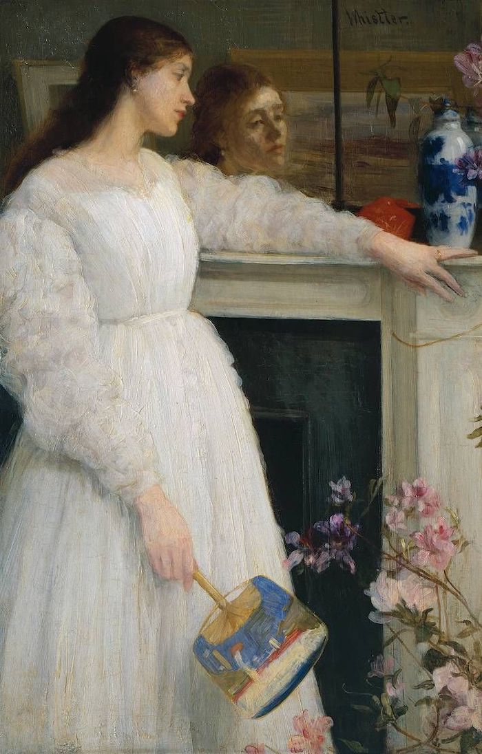 James McNeill Whistler: Symphony in White, No. 2: The Little White Girl (1864–65) Oil on canvas; 76 cm × 51 cm (30 in × 20 in), Tate Gallery, London